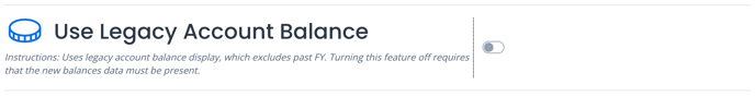Use Legacy Account Balance